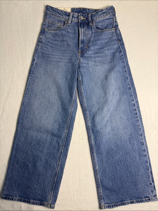 H&M Denim - H&M &Denim Wide High-Waist Cropped Jeans - Blue